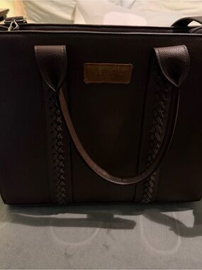 Wrangler dark brown braided-handle tote